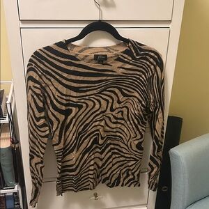 J. Crew Black and Tan Cashmere Sweater